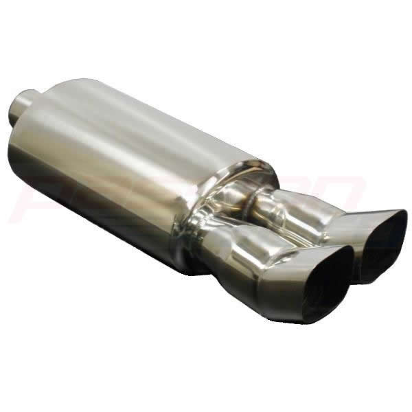 STAINLESS STEEL TWIN 3" DTM CAR EXHAUST BACKBOX UPSWEPT DOUBLE BACK BOX